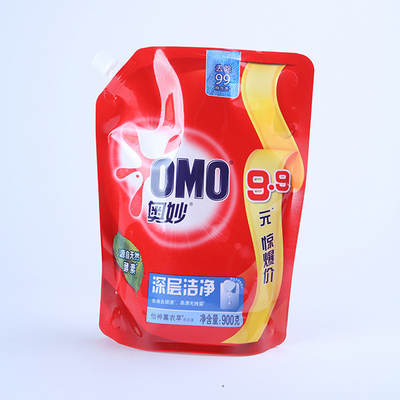 کیسه های بسته بندی پودر مواد شوینده لباسشویی Doypack 60mic Spouted Liquid Stand Up